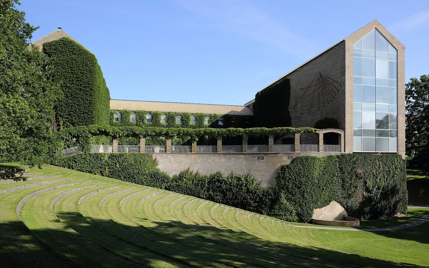 Aarhus University's main building as seen from the park