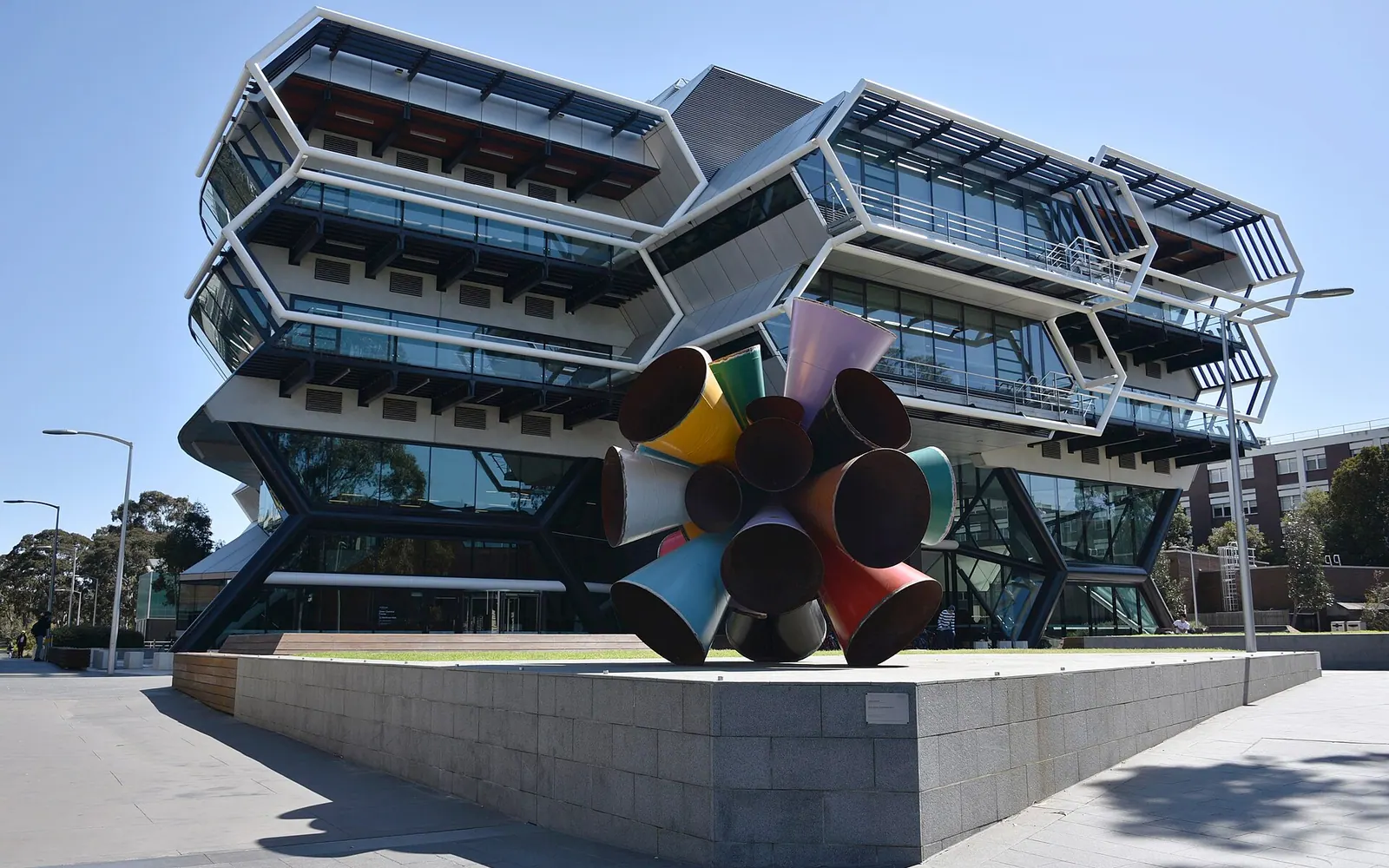 Chemistry teaching and Research Building at Monash University. Architect: Lyons 2015 Scupture - Built Unbuilt Unbuildable : James Angus. Commissioned by the Monash University Museum of Art (MUMA), Built Unbuilt Unbuildab