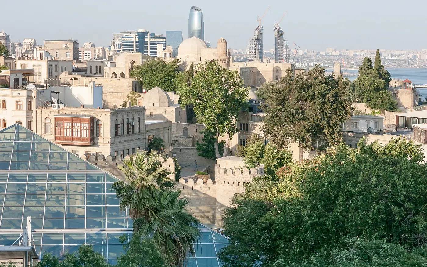 View over the old town of Baku