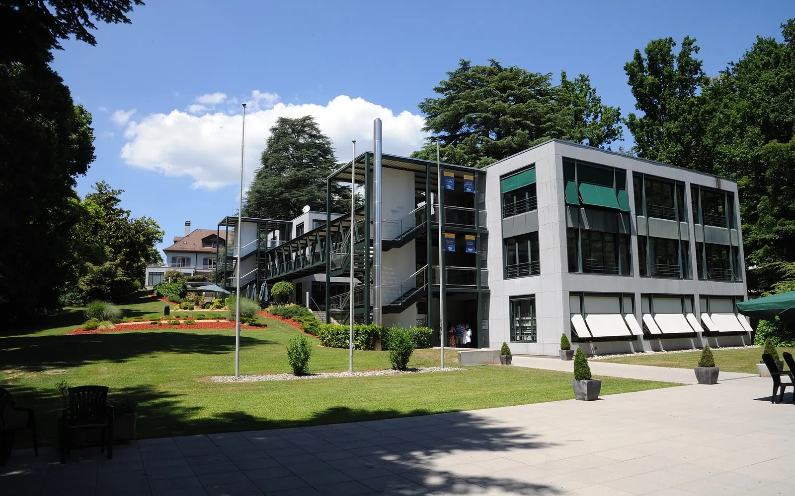 Webster University Geneva campus during the summer looking North