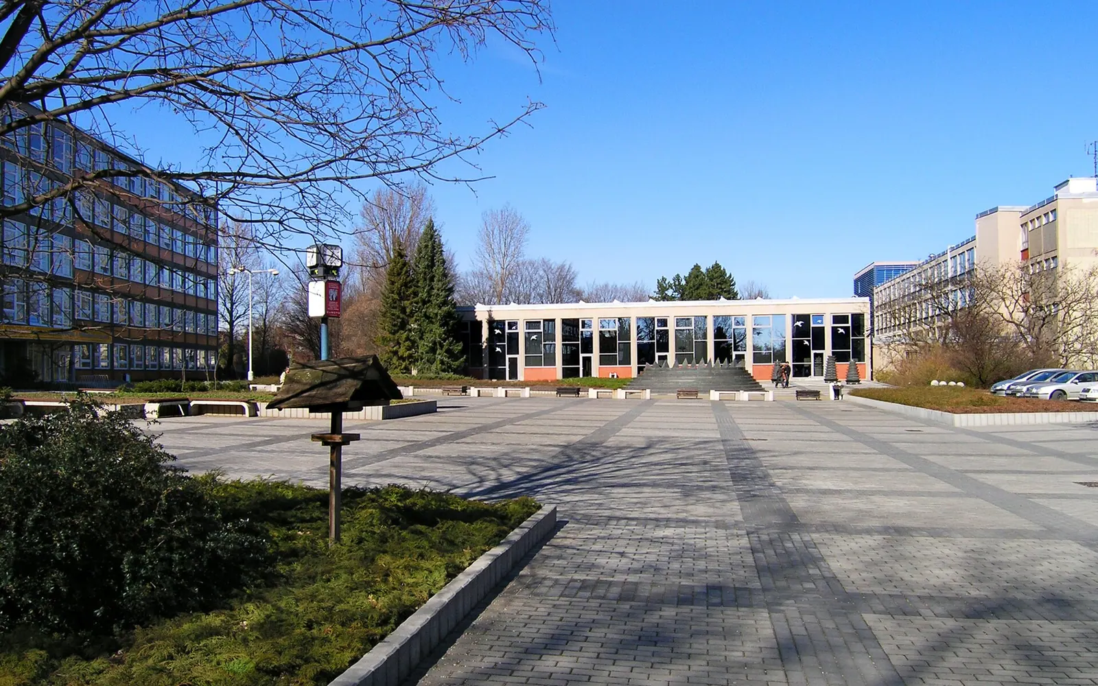 Central square of Czech University of Life Sciences Prague in Suchdol, Prague