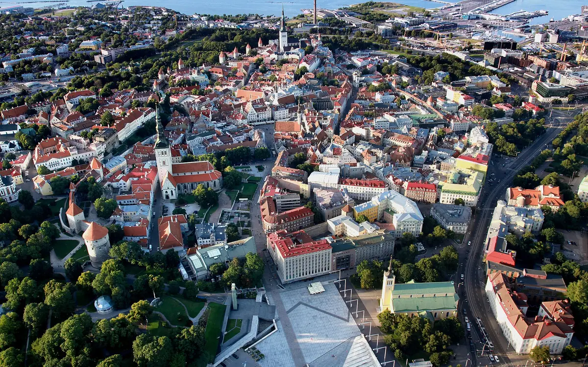 Aerial view of Tallinn Old Town