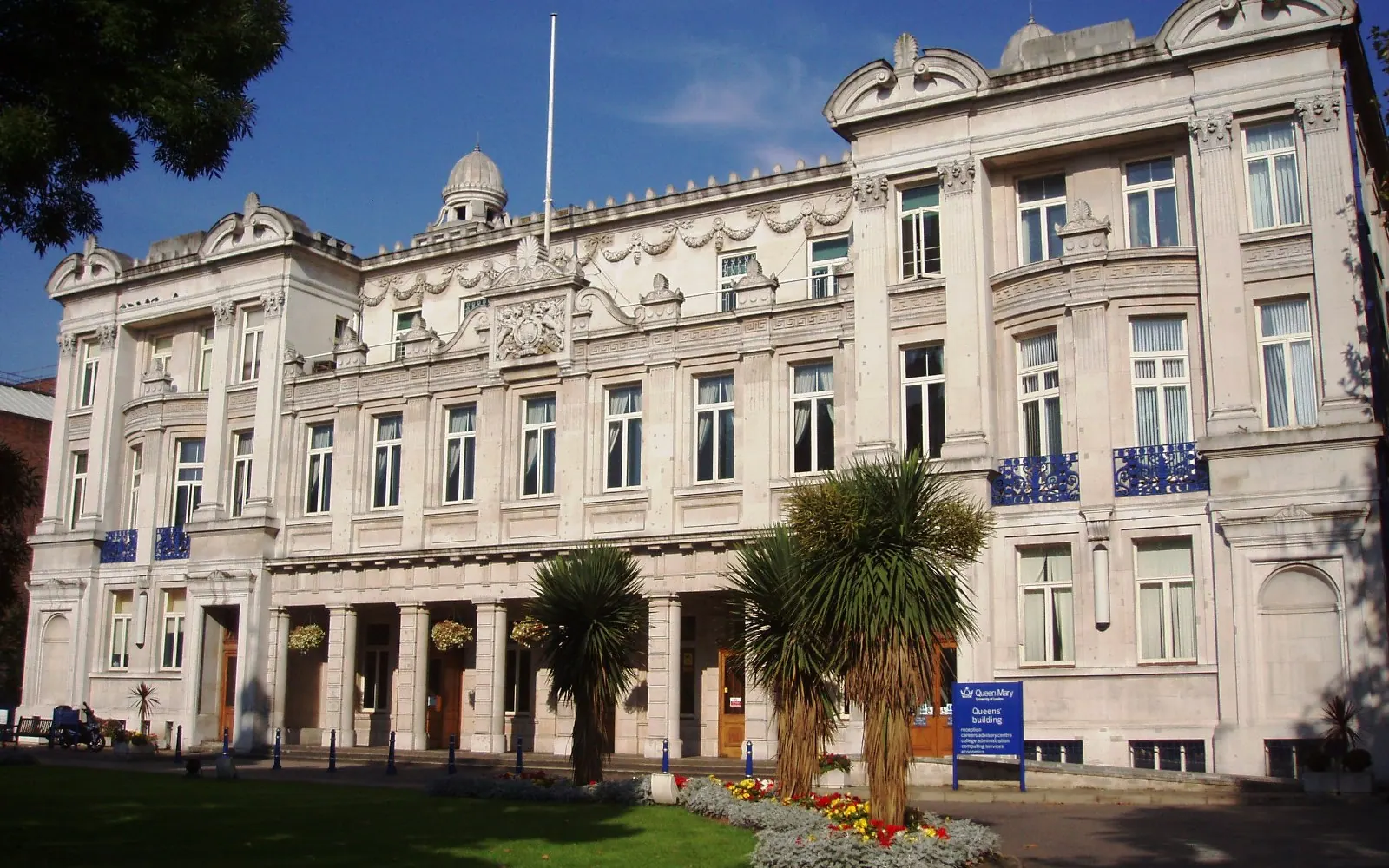 Main admin building for Queen Mary University (QMUL), I believe. ( Photo of clocktower out the front. ) Address: Mile End Road.
