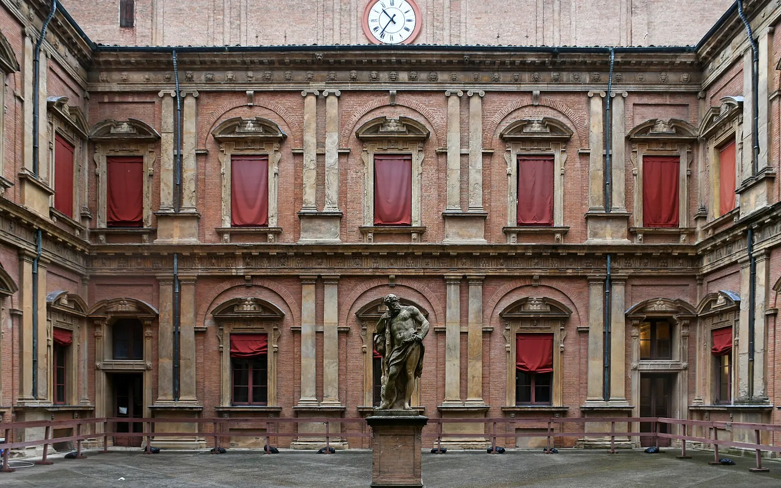 The Palazzo Poggi courtyard in Bologna , Italy .