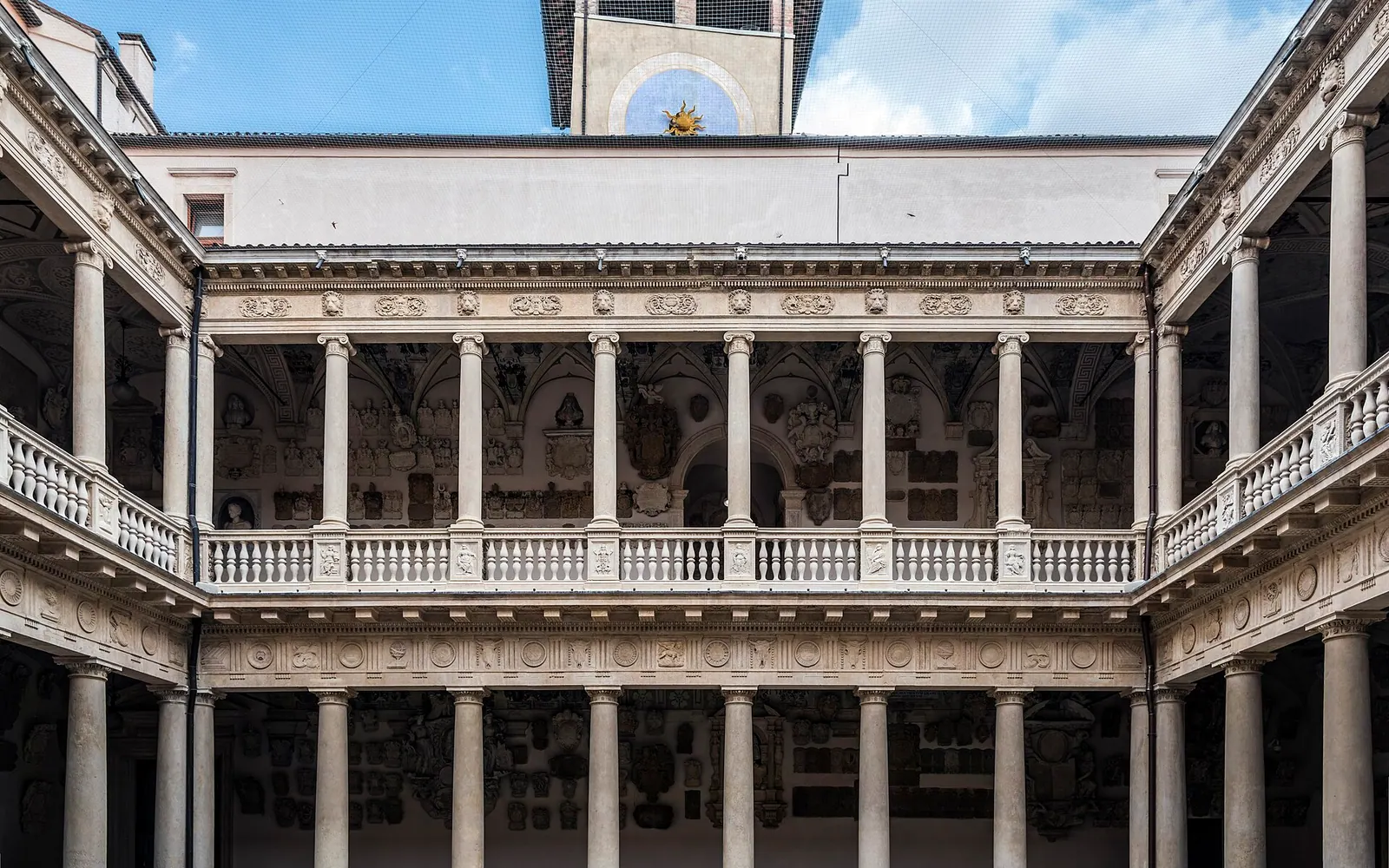 Padua university - Cortile Antico of Bo Palace and the tower in Padua.