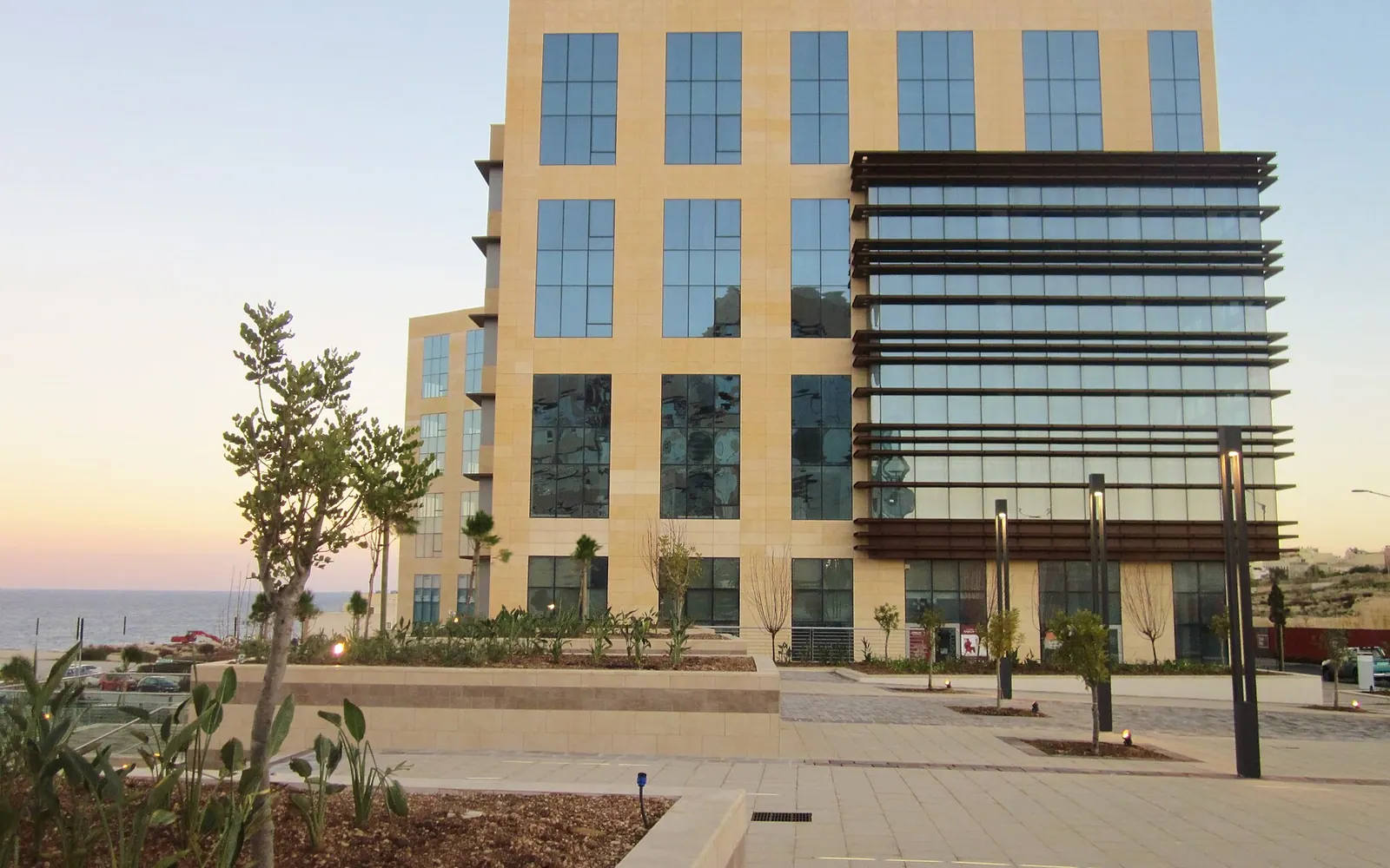 The first office building erected as part of the project.