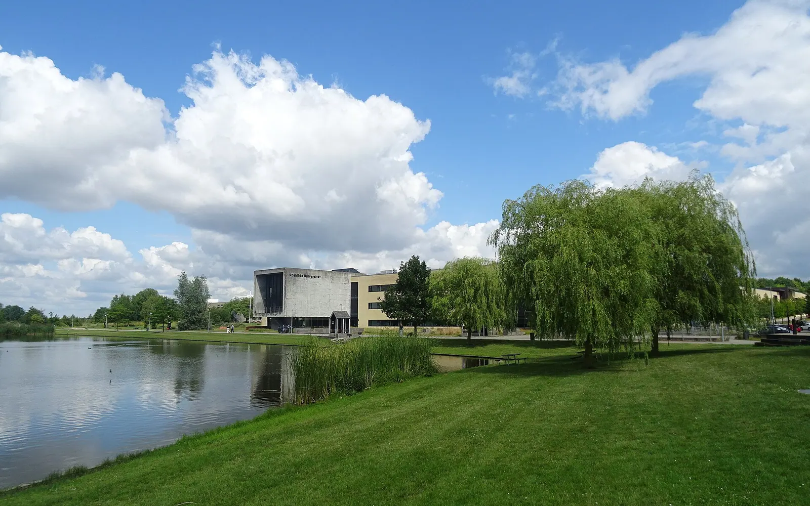 Roskilde University at a lake in Trekroner in Denmark.
