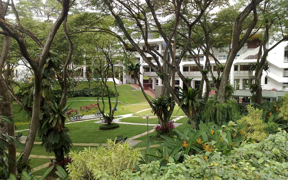 An open space near the Central Library of the National University of Singapore .